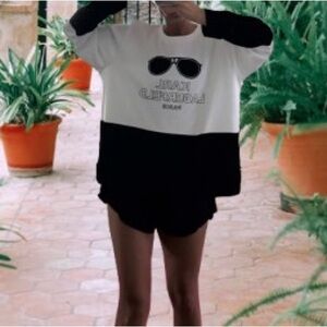 Karl Lagerfeld Black and White Colorblock Sweatshirt